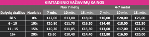 vaiku gimtadieniu kainos